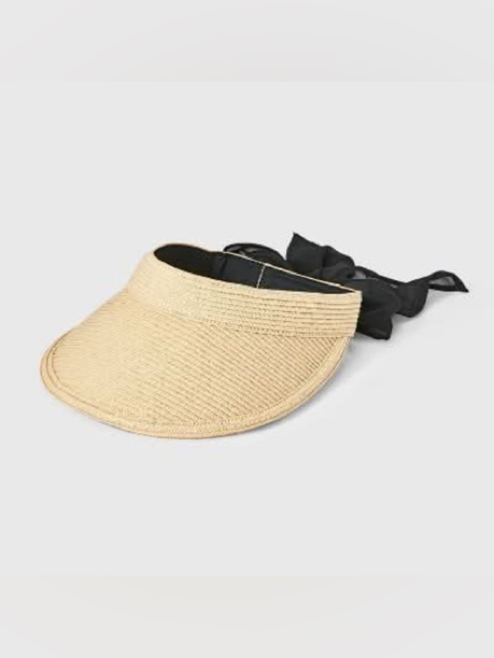 A New Day Straw Visor with Black Bow